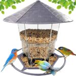 Adjustable Outdoor Bird Feeder with Roof & Wire
