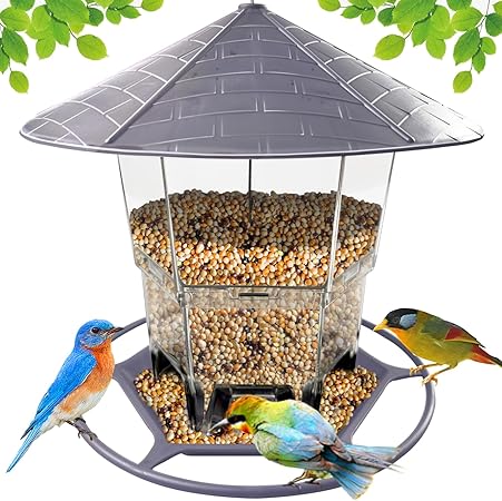 Adjustable Outdoor Bird Feeder with Roof & Wire