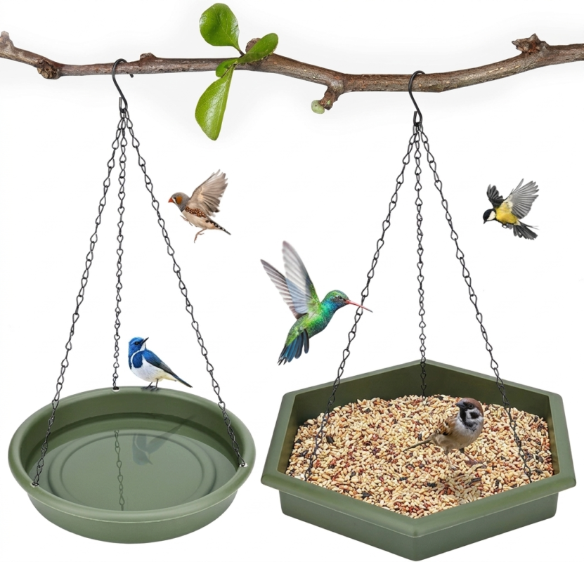 2-in-1 XL Hanging Bird Feeder & Bird Bath