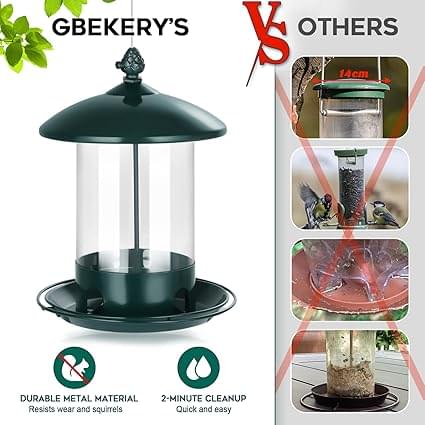 Metal Wild Bird Feeder with 360° Feeding Tray