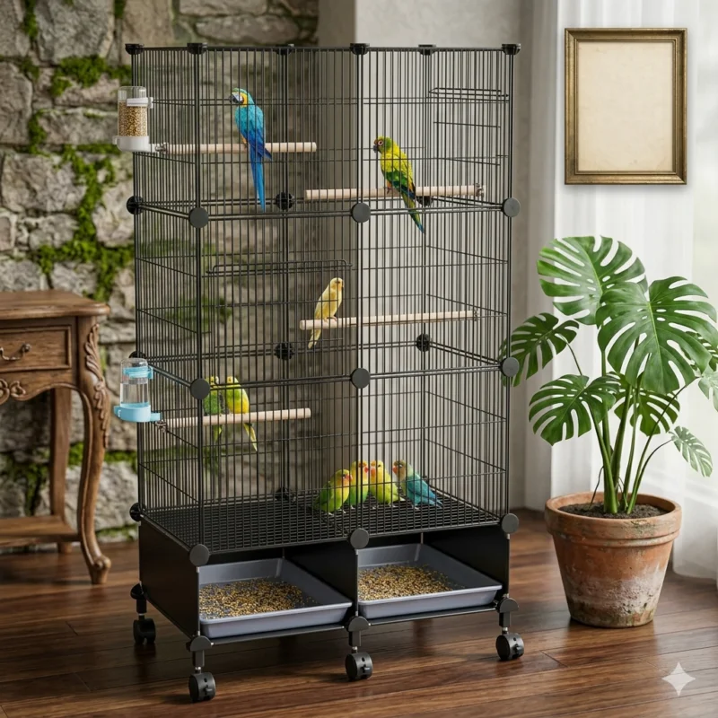 46-Inch Bird Cage for Parakeets & Small Birds